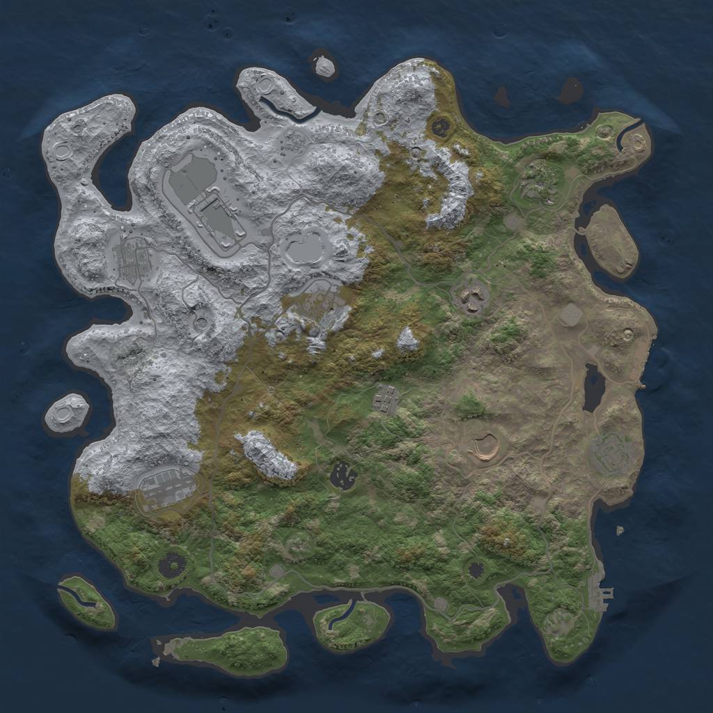 Rust Map: Procedural Map, Size: 4000, Seed: 63534, 17 Monuments