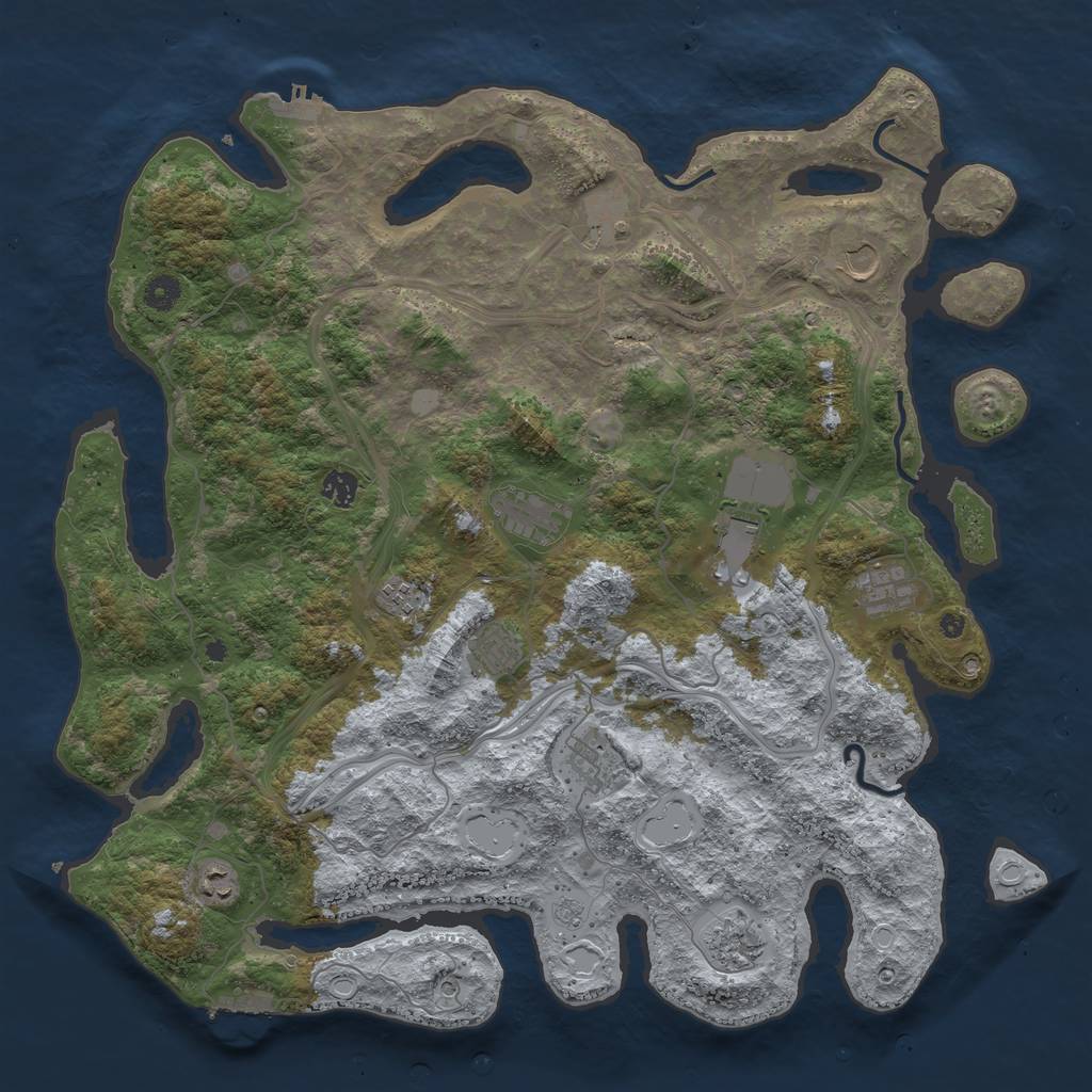 Rust Map: Procedural Map, Size: 4500, Seed: 306143037, 18 Monuments