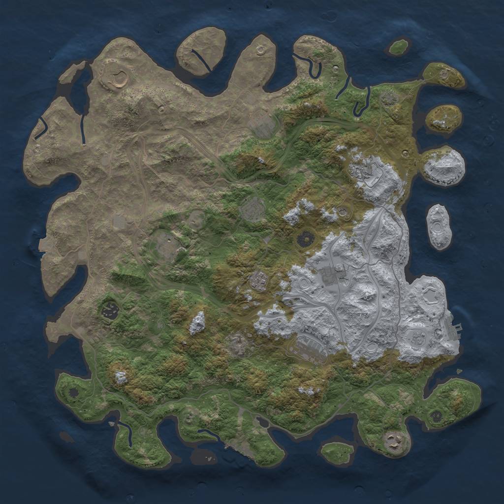 Rust Map: Procedural Map, Size: 4500, Seed: 59, 18 Monuments