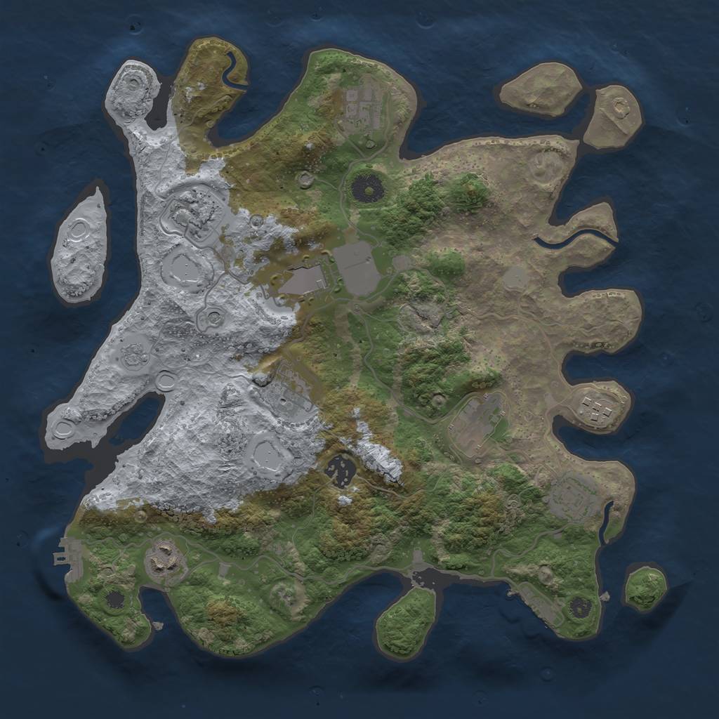 Rust Map: Procedural Map, Size: 3500, Seed: 171898, 16 Monuments