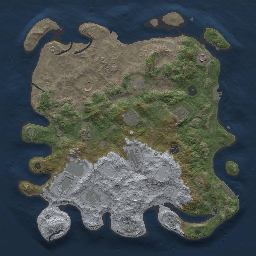 Rust Map: Procedural Map, Size: 4000, Seed: 947063, 19 Monuments