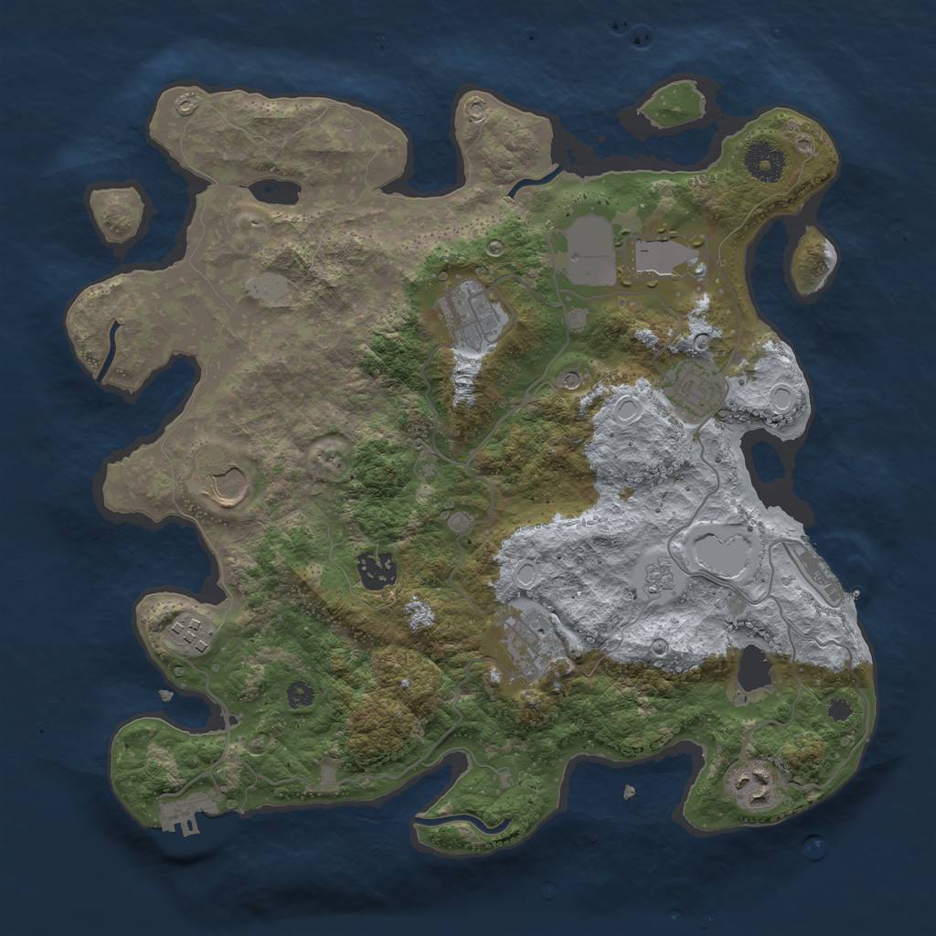 Rust Map: Procedural Map, Size: 3500, Seed: 1090586176, 15 Monuments