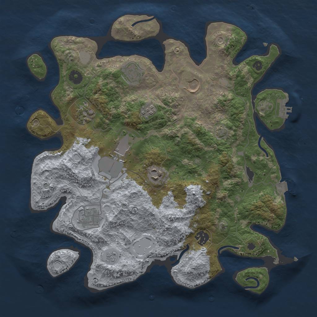 Rust Map: Procedural Map, Size: 3500, Seed: 92751, 15 Monuments