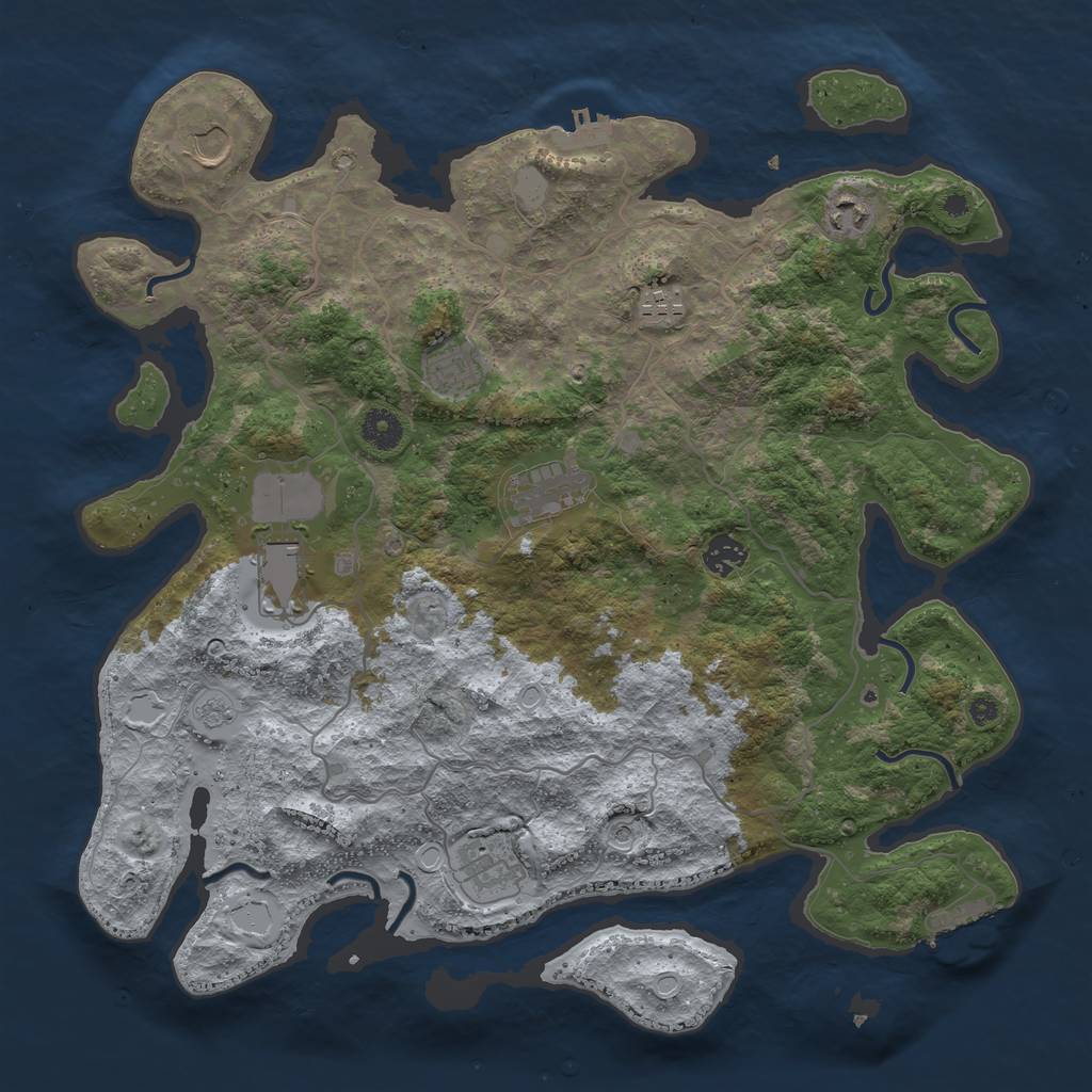 Rust Map: Procedural Map, Size: 4000, Seed: 1491366842, 15 Monuments