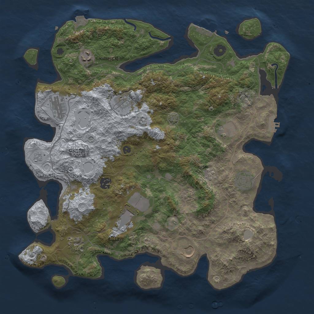 Rust Map: Procedural Map, Size: 4000, Seed: 988523, 18 Monuments