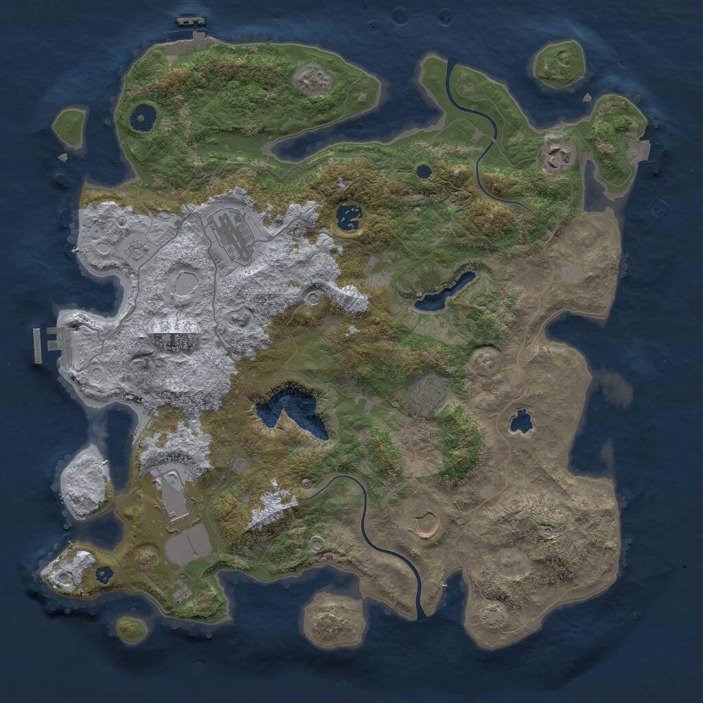 Rust Map: Procedural Map, Size: 4000, Seed: 988523, 12 Monuments