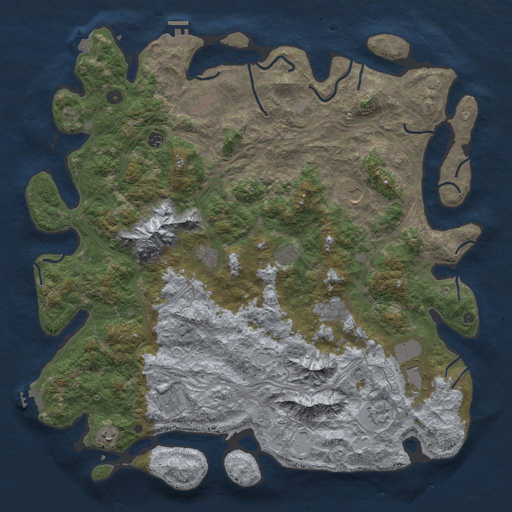 Rust Map: Procedural Map, Size: 5000, Seed: 555, 19 Monuments