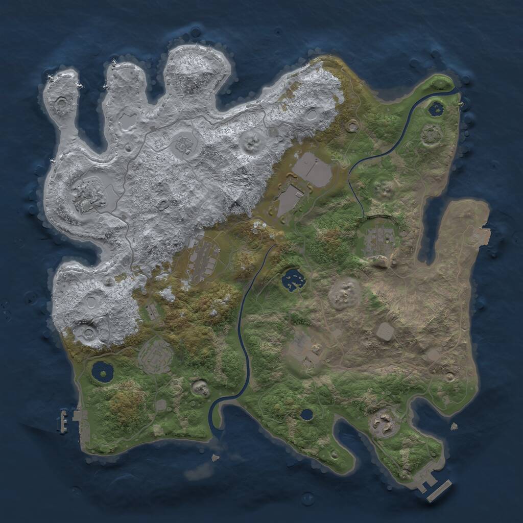 Rust Map: Procedural Map, Size: 3600, Seed: 915679554, 14 Monuments
