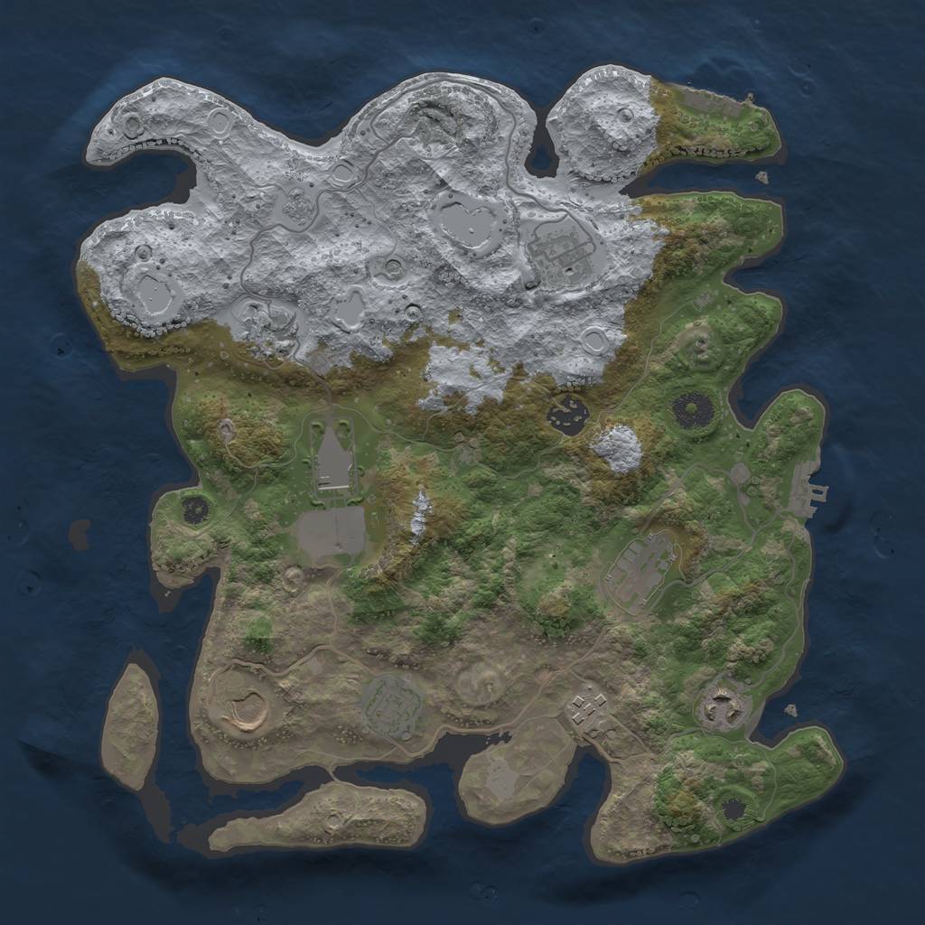 Rust Map: Procedural Map, Size: 3550, Seed: 773834, 16 Monuments
