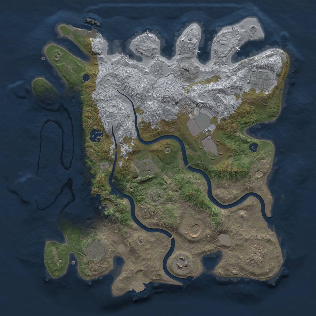 Rust Map: Procedural Map, Size: 3500, Seed: 832423928, 15 Monuments