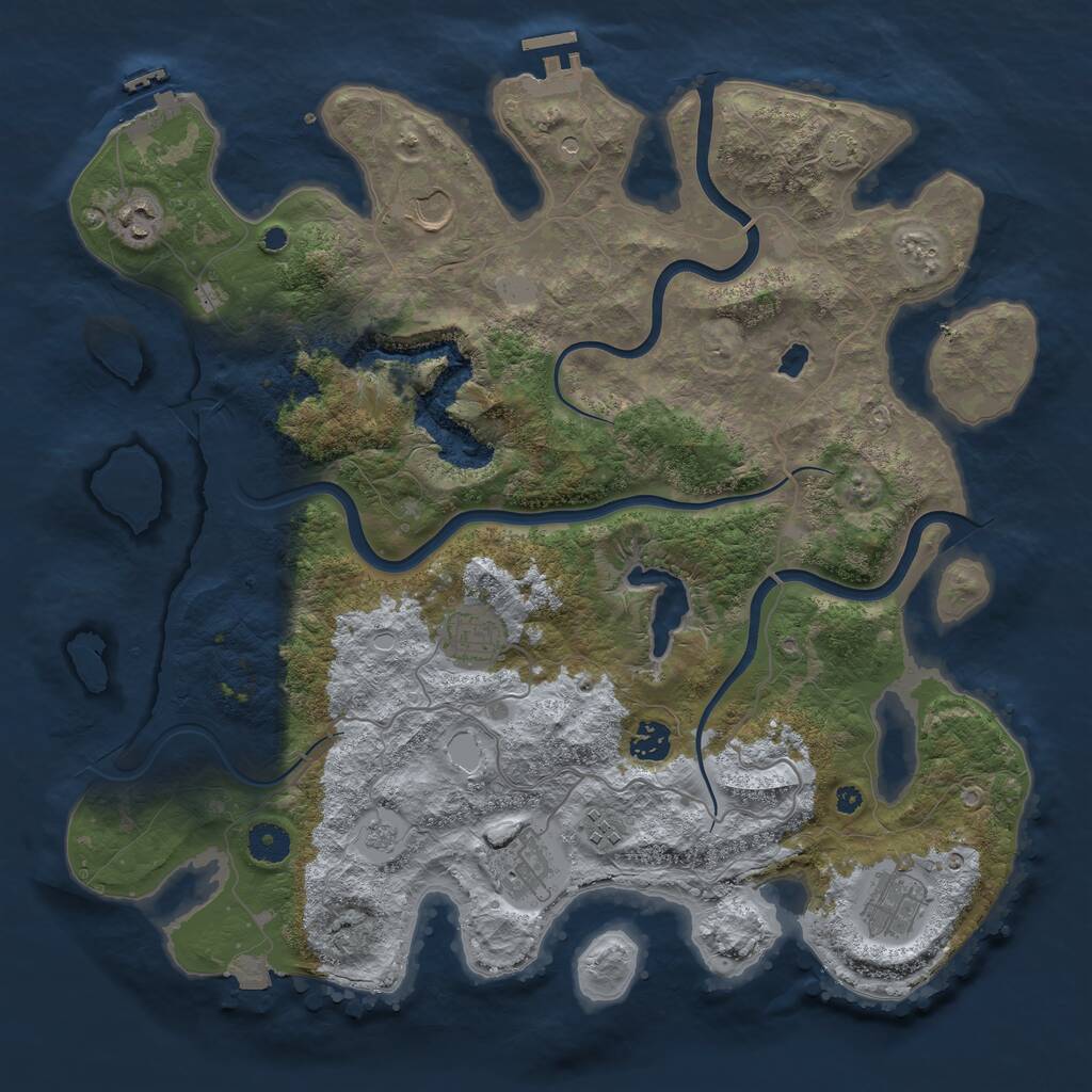 Rust Map: Procedural Map, Size: 4000, Seed: 989937872, 13 Monuments