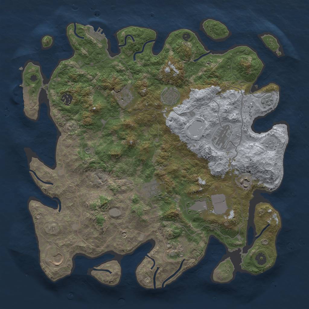 Rust Map: Procedural Map, Size: 4000, Seed: 527963, 17 Monuments
