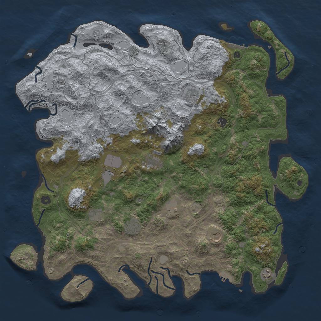 Rust Map: Procedural Map, Size: 5000, Seed: 123666, 18 Monuments