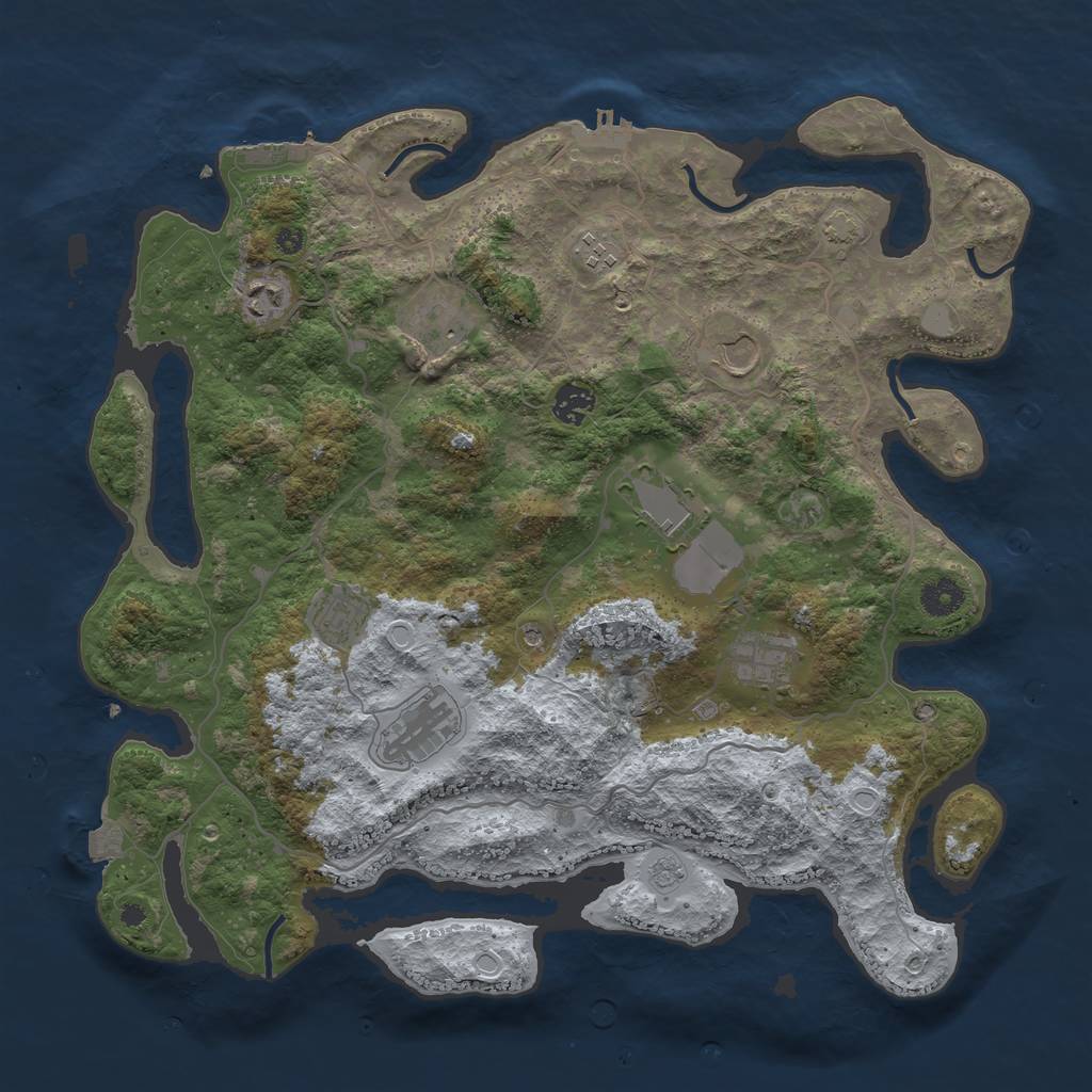 Rust Map: Procedural Map, Size: 4000, Seed: 1985650402, 17 Monuments
