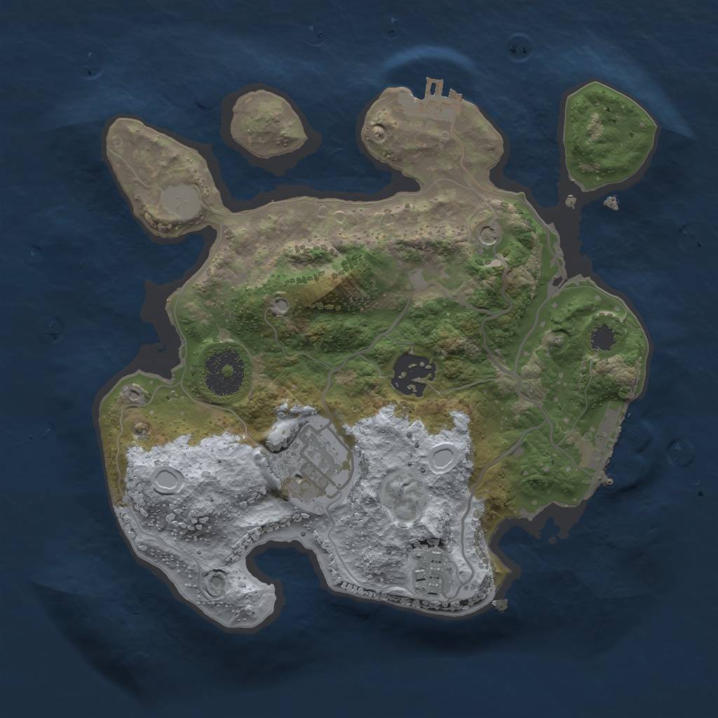 Rust Map: Procedural Map, Size: 2500, Seed: 545, 9 Monuments