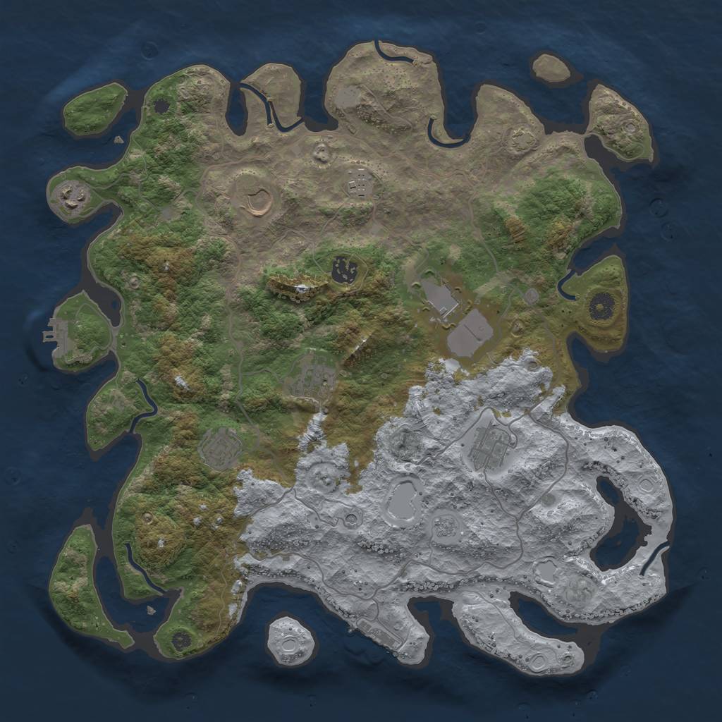 Rust Map: Procedural Map, Size: 4000, Seed: 7704, 16 Monuments