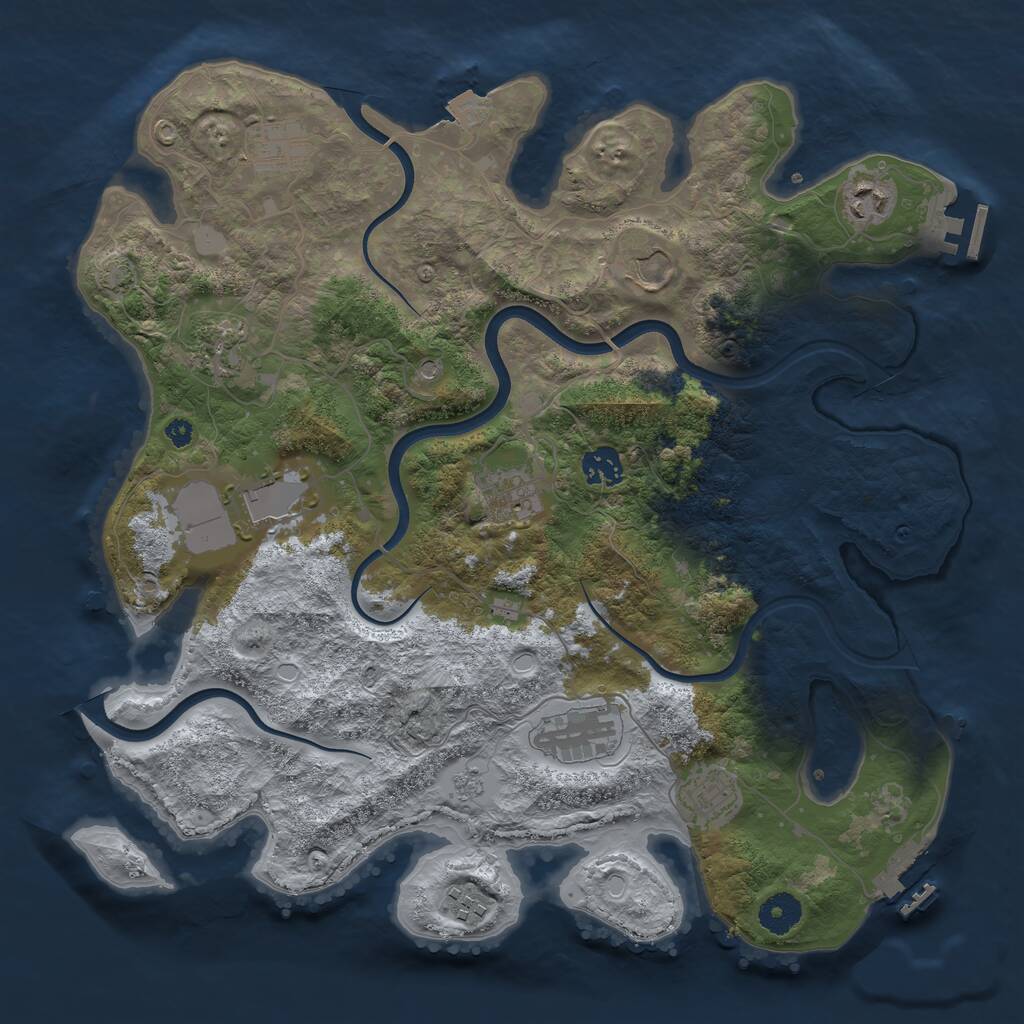 Rust Map: Procedural Map, Size: 3750, Seed: 1596269272, 16 Monuments