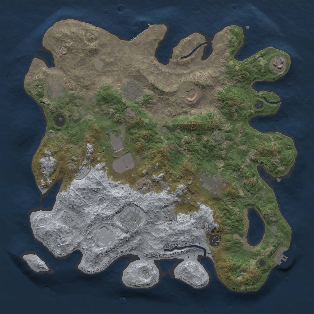 Rust Map: Procedural Map, Size: 3750, Seed: 1596269272, 18 Monuments