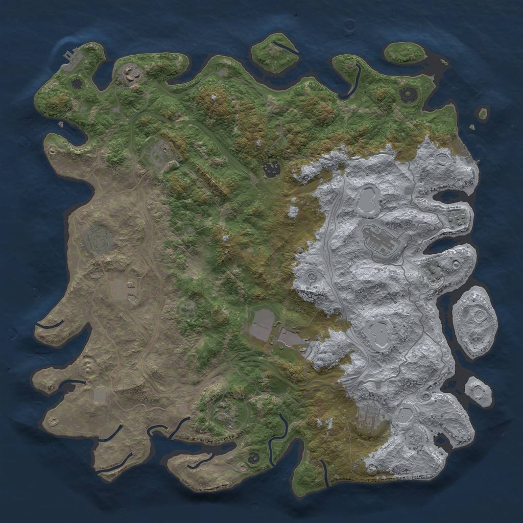 Rust Map: Procedural Map, Size: 4500, Seed: 4575, 17 Monuments