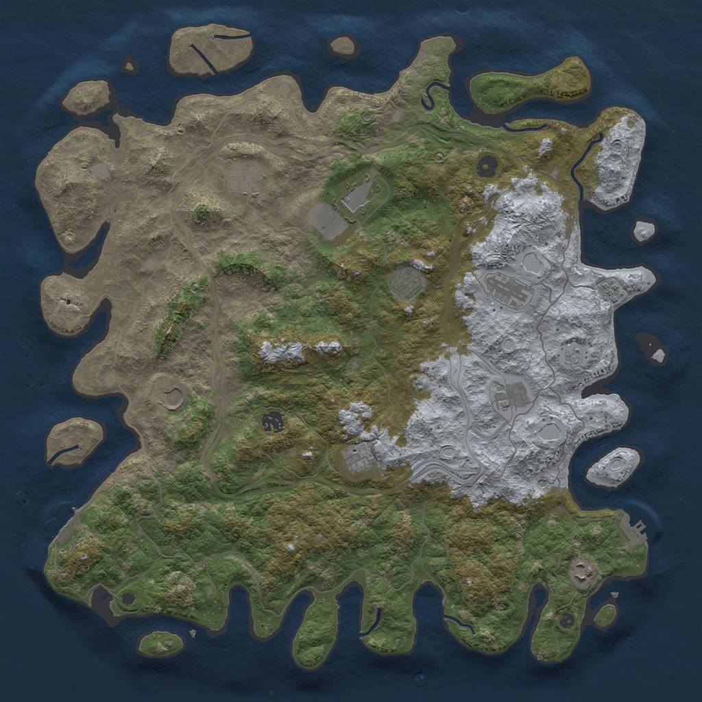 Rust Map: Procedural Map, Size: 4800, Seed: 566081388, 17 Monuments