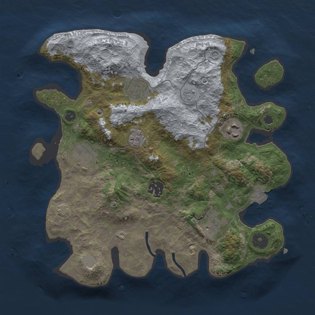 Rust Map: Procedural Map, Size: 3000, Seed: 423423, 12 Monuments