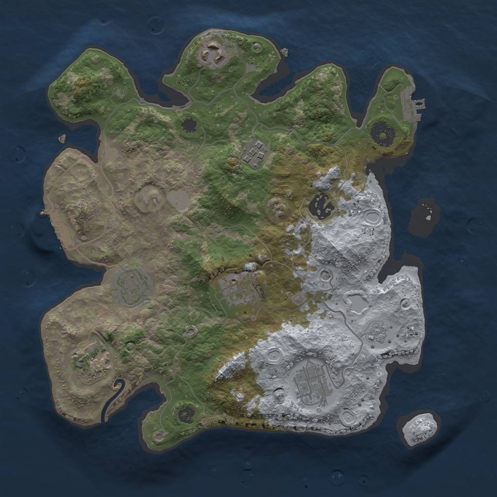 Rust Map: Procedural Map, Size: 3000, Seed: 123658, 14 Monuments