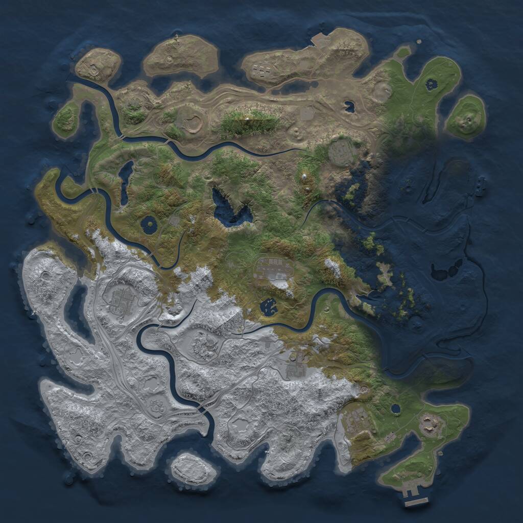 Rust Map: Procedural Map, Size: 4500, Seed: 90311861, 16 Monuments