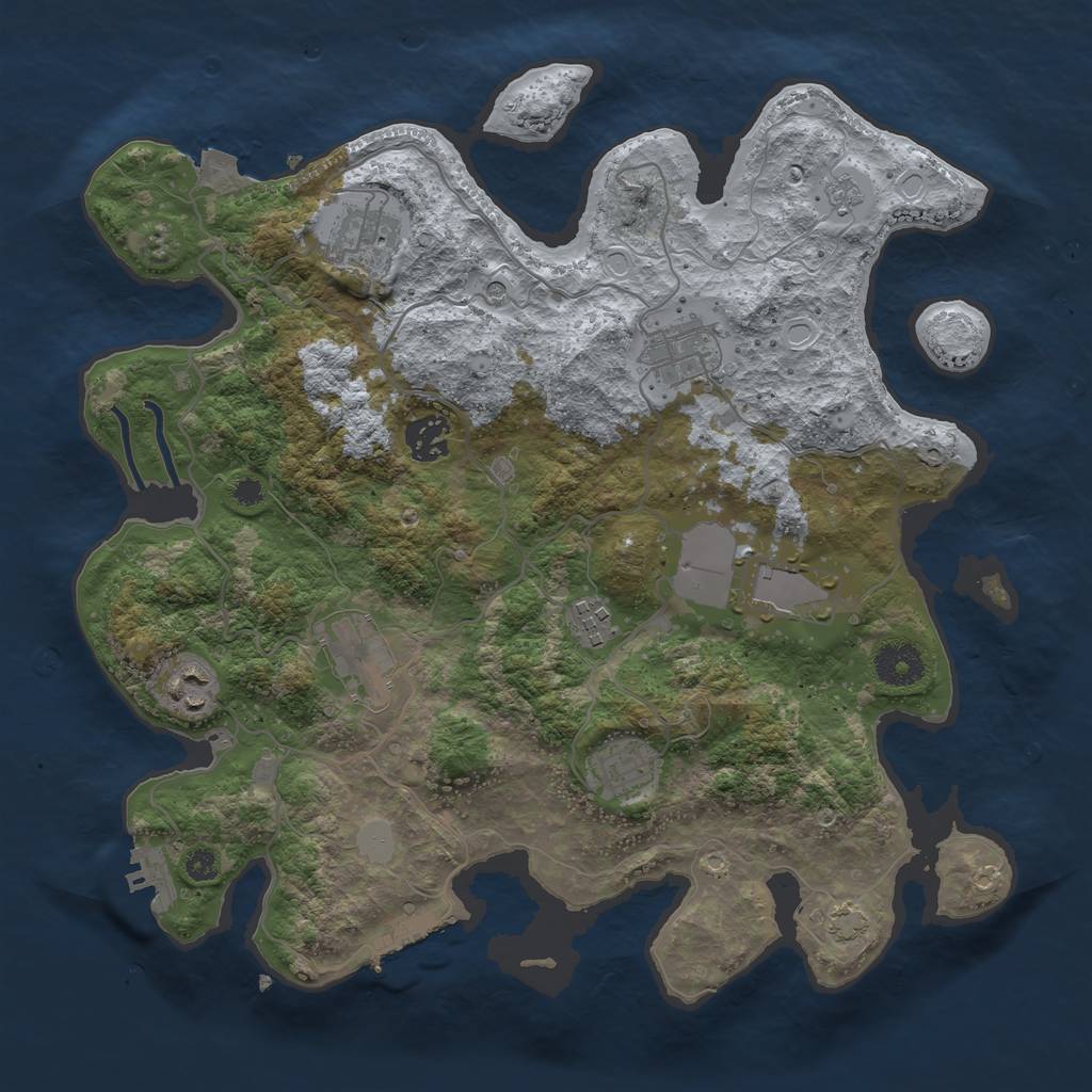 Rust Map: Procedural Map, Size: 3500, Seed: 1619128370, 16 Monuments