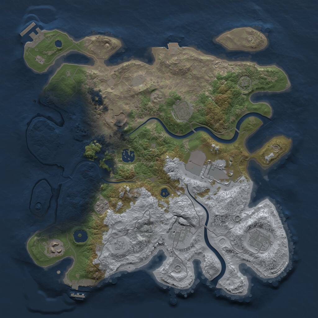 Rust Map: Procedural Map, Size: 3500, Seed: 933872871, 14 Monuments