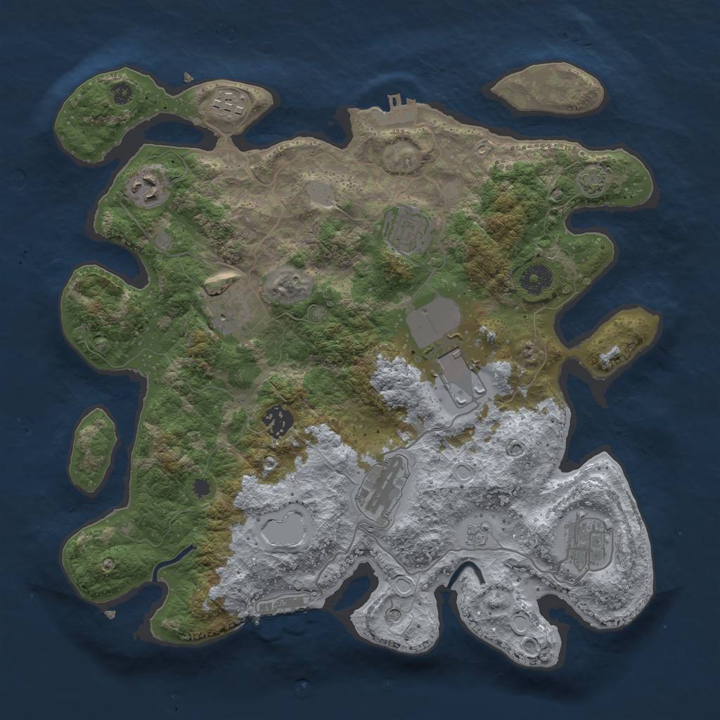 Rust Map: Procedural Map, Size: 3500, Seed: 933872871, 16 Monuments