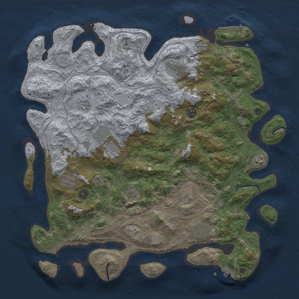 Rust Map: Procedural Map, Size: 4500, Seed: 10132004, 17 Monuments