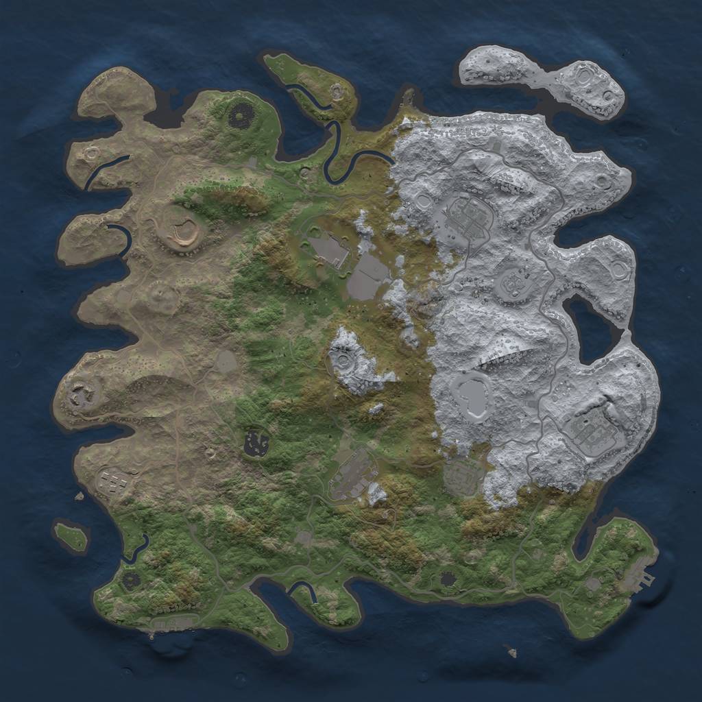 Rust Map: Procedural Map, Size: 4000, Seed: 20220106, 16 Monuments