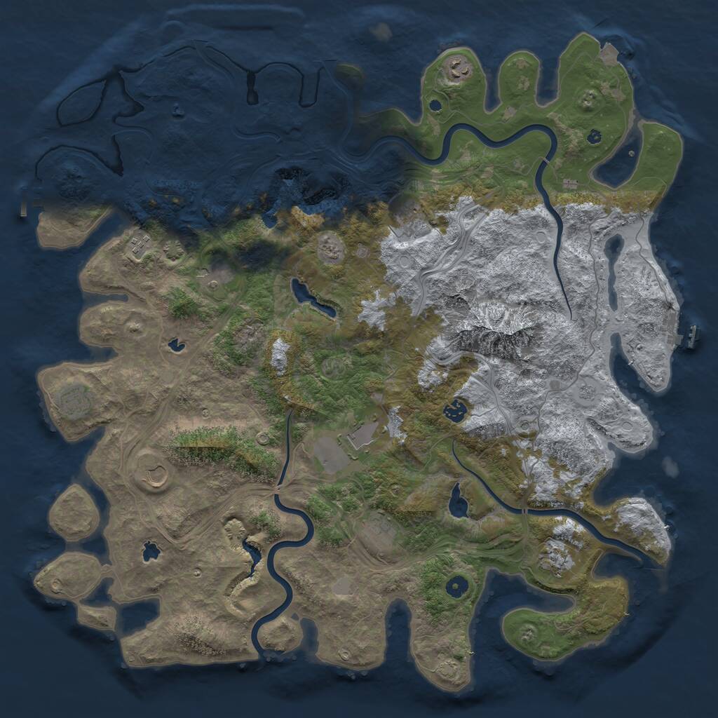 Rust Map: Procedural Map, Size: 5000, Seed: 392785, 16 Monuments