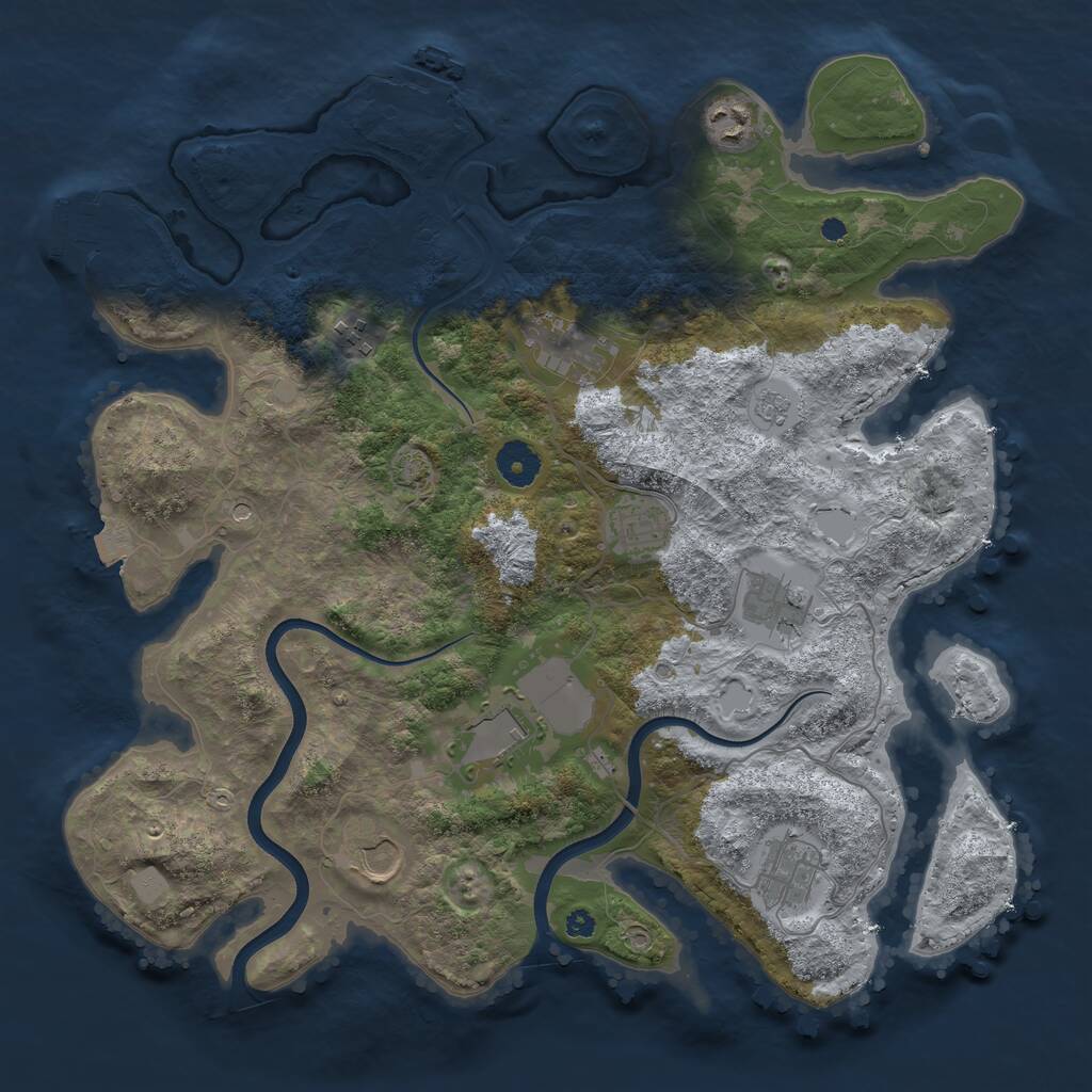 Rust Map: Procedural Map, Size: 3750, Seed: 1227367541, 14 Monuments