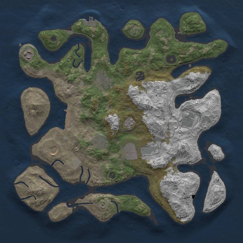 Rust Map: Procedural Map, Size: 3750, Seed: 1227367541, 16 Monuments