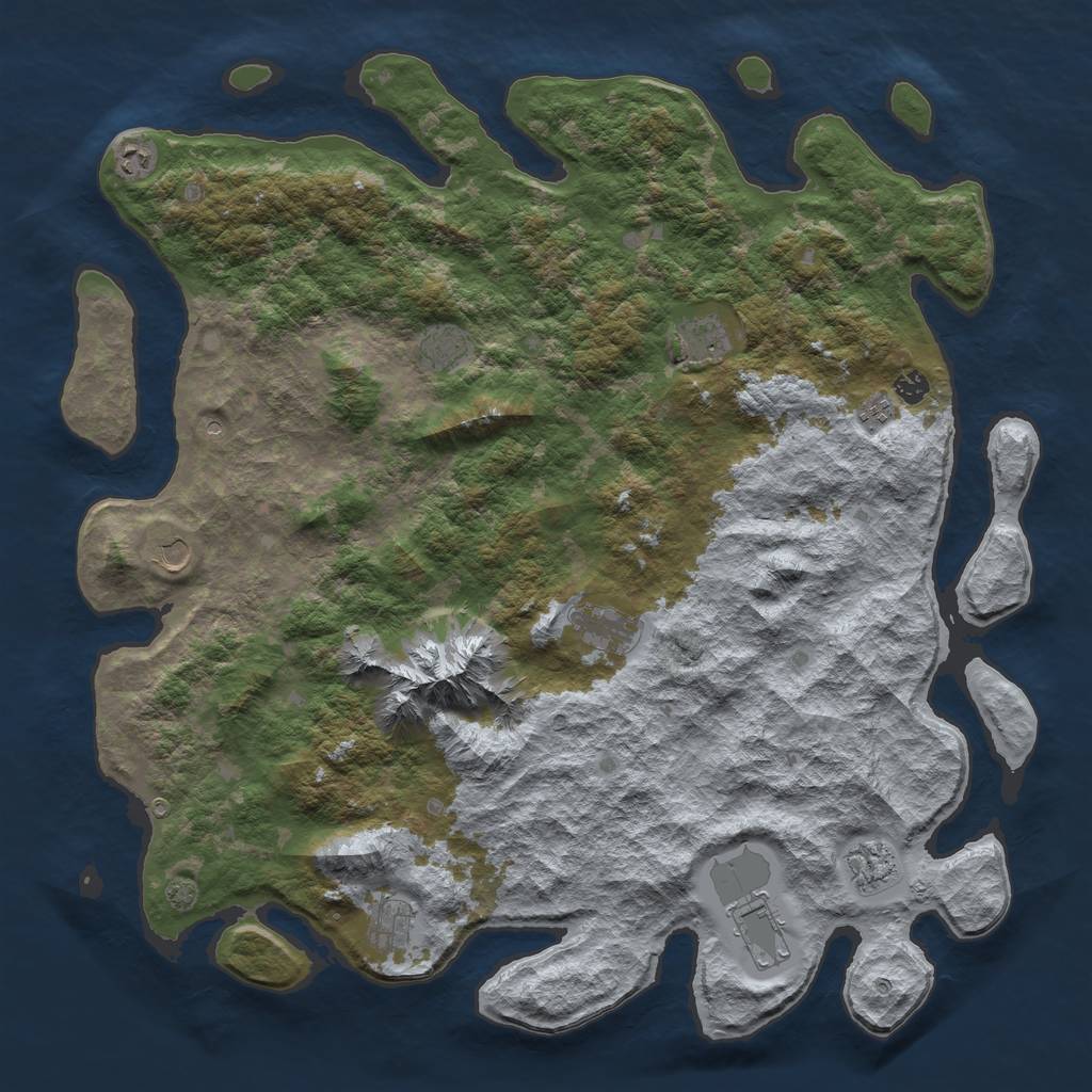 Rust Map: Barren, Size: 5000, Seed: 151400792, 14 Monuments