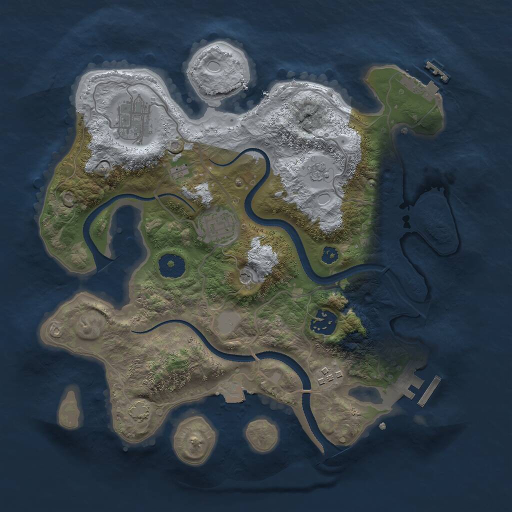 Rust Map: Procedural Map, Size: 3000, Seed: 13820, 10 Monuments