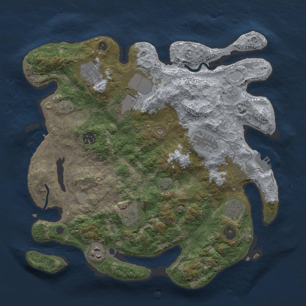 Rust Map: Procedural Map, Size: 3500, Seed: 19864756, 15 Monuments