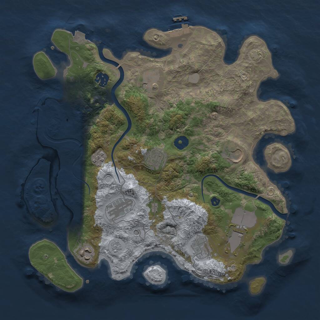 Rust Map: Procedural Map, Size: 3500, Seed: 1955145778, 14 Monuments