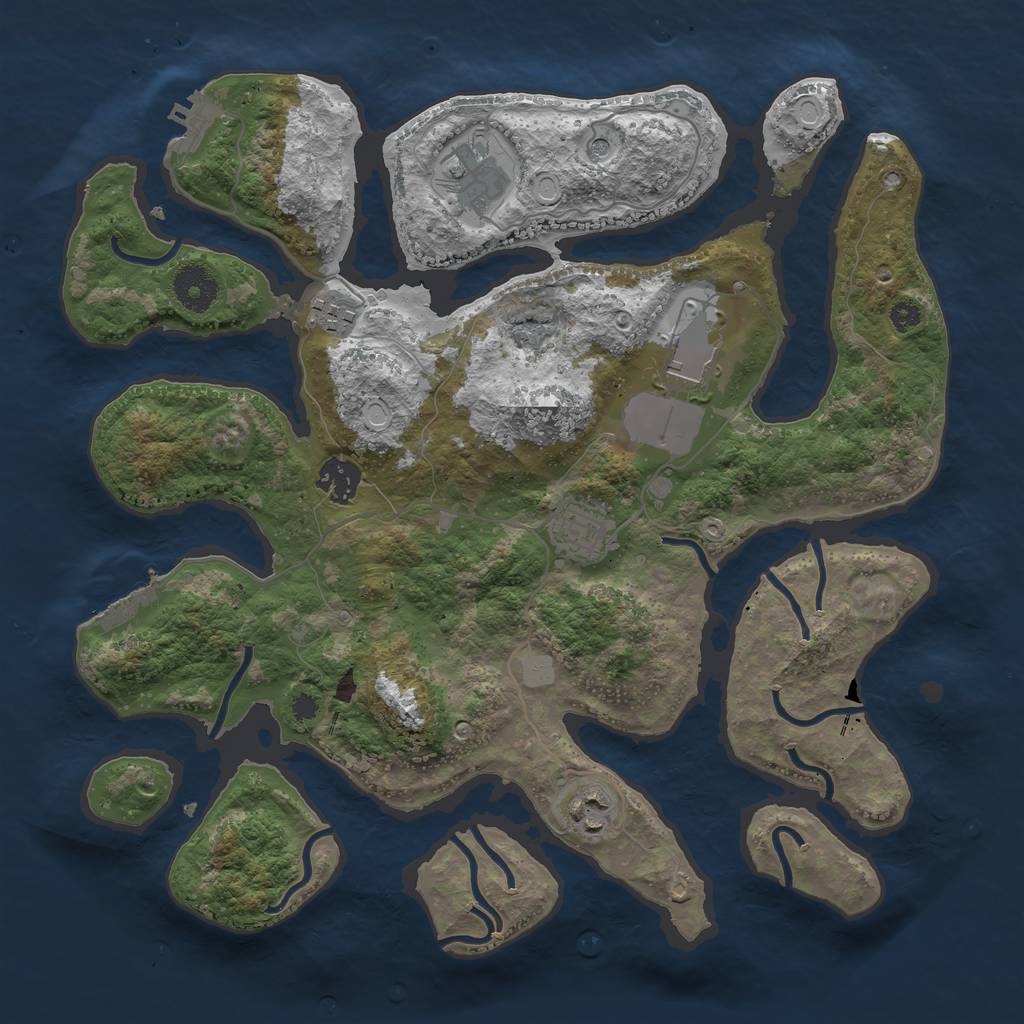 Rust Map: Procedural Map, Size: 3500, Seed: 938472, 14 Monuments