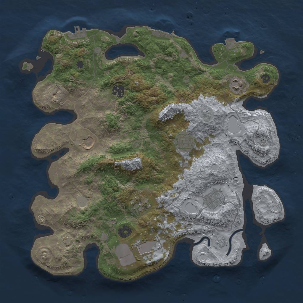 Rust Map: Procedural Map, Size: 3550, Seed: 207247, 15 Monuments