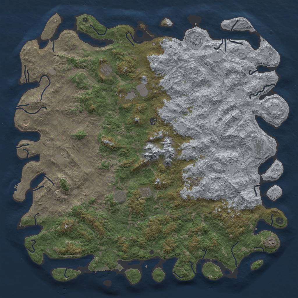 Rust Map: Procedural Map, Size: 6000, Seed: 236745734, 18 Monuments