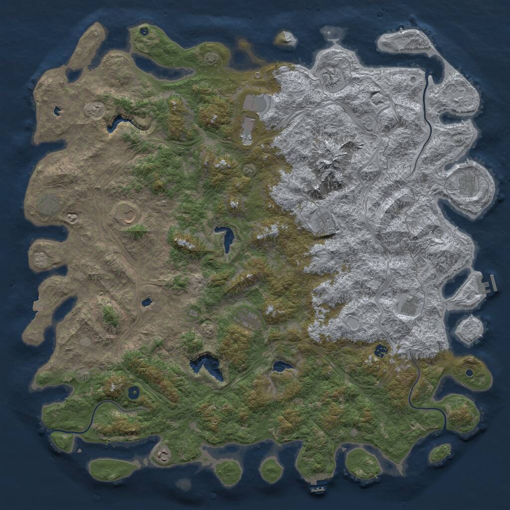 Rust Map: Procedural Map, Size: 6000, Seed: 236745734, 17 Monuments