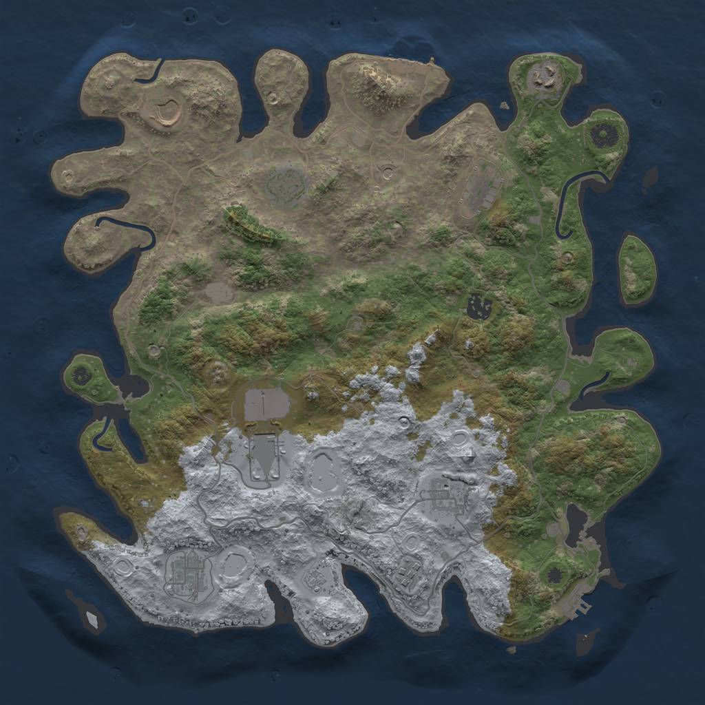 Rust Map: Procedural Map, Size: 4000, Seed: 564043, 16 Monuments