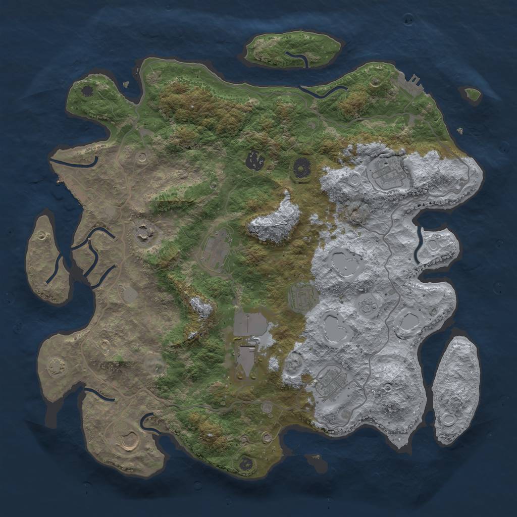 Rust Map: Procedural Map, Size: 4000, Seed: 996131, 16 Monuments