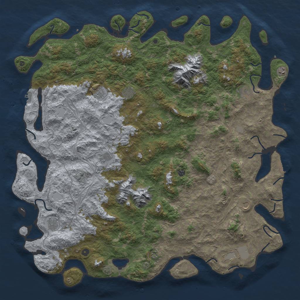 Rust Map: Procedural Map, Size: 6000, Seed: 6696495, 19 Monuments