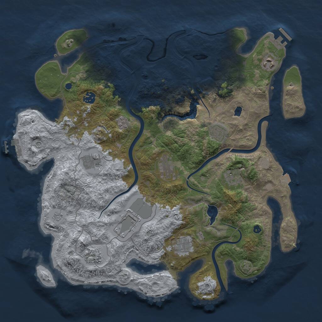 Rust Map: Procedural Map, Size: 4000, Seed: 324548, 16 Monuments