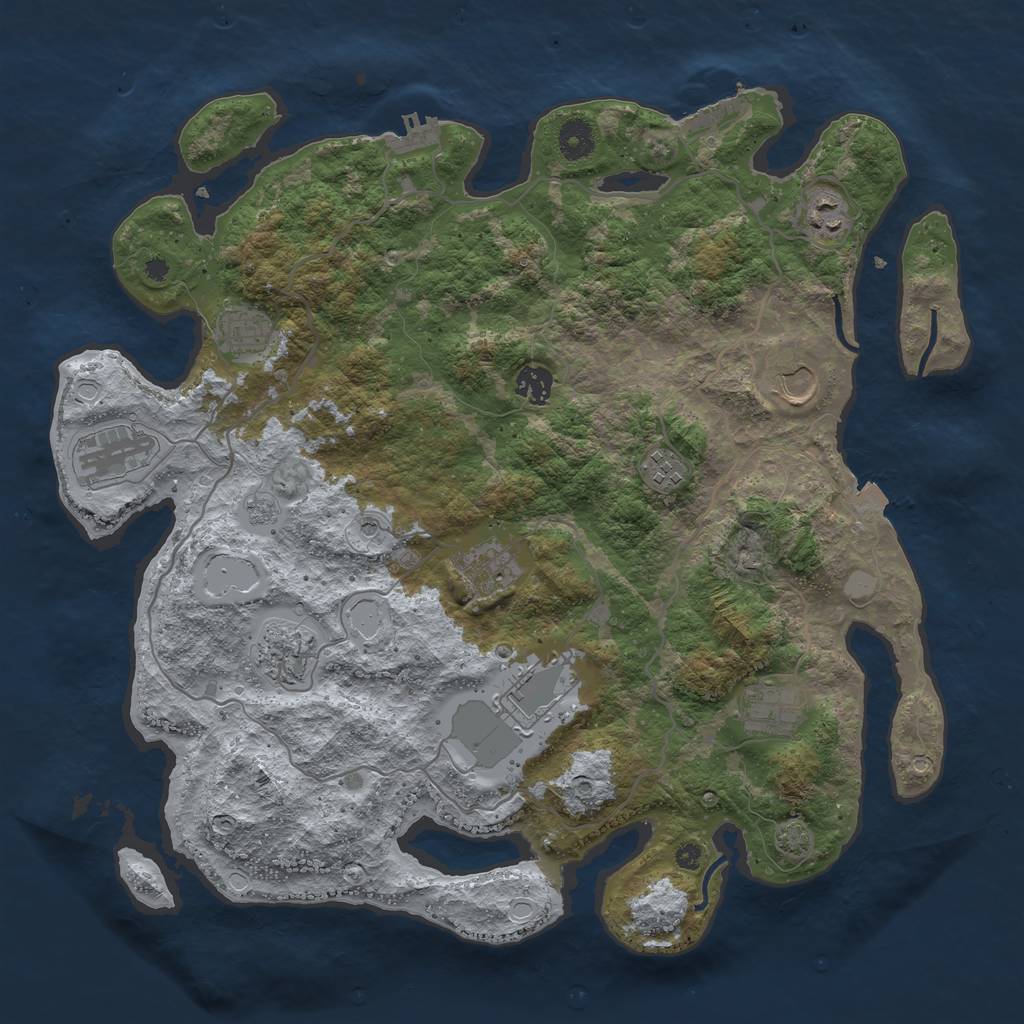 Rust Map: Procedural Map, Size: 4000, Seed: 324548, 18 Monuments