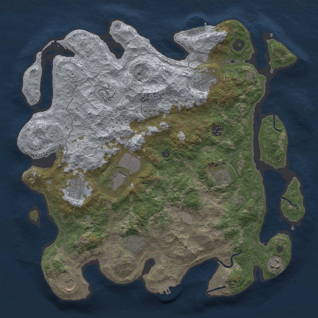 Rust Map: Procedural Map, Size: 4000, Seed: 1070122142, 17 Monuments