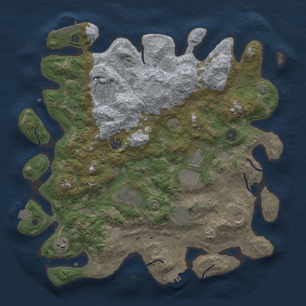 Rust Map: Procedural Map, Size: 4000, Seed: 20190520, 16 Monuments